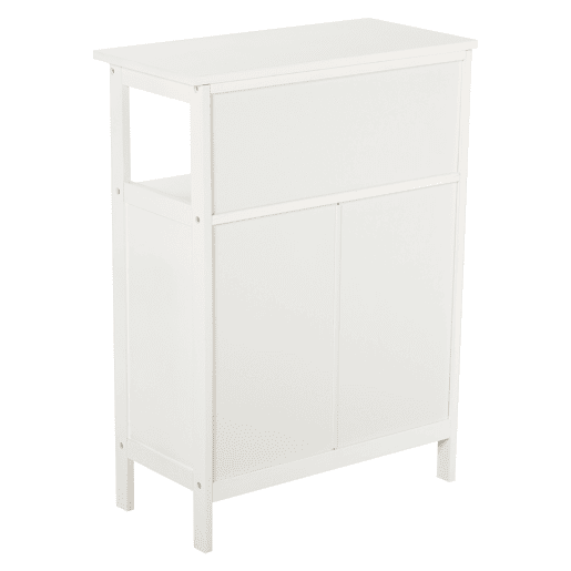 kleankin Armário Casa de Banho Móvel Auxiliar Casa de Banho com 2 Portas Persianas e Compartimento Aberto Desenho Moderno 60x30x81,6 cm Branco