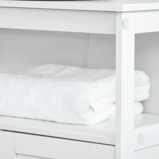 kleankin Armário Casa de Banho Móvel Auxiliar Casa de Banho com 2 Portas Persianas e Compartimento Aberto Desenho Moderno 60x30x81,6 cm Branco