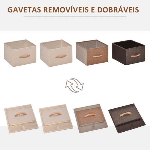 HOMCOM Cómoda com 4 Gavetas de Tecido Dobráveis, Cómoda Estreita para Quarto com Estrutura Metálica, Móvel para Espaços Pequenos, Sala de Estar, Closet, Casa de Banho, Multicolorida