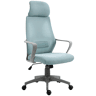 Vinsetto Cadeira de escritório ergonômica Cadeira de mesa inclinável ajustável em altura com encosto de braço Encosto de cabeça 5 rodas Suporta até 120 kg 64x58x116-126 cm Azul