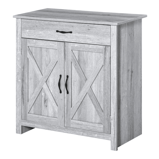 HOMCOM Aparador de Cozinha com 1 Gaveta e Prateleira Interior Ajustável Móvel Auxiliar Decorativo para Sala de Jantar Sala de Estar 80x39,7x80cm Cinza