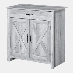 HOMCOM Aparador de Cozinha com 1 Gaveta e Prateleira Interior Ajustável Móvel Auxiliar Decorativo para Sala de Jantar Sala de Estar 80x39,7x80cm Cinza