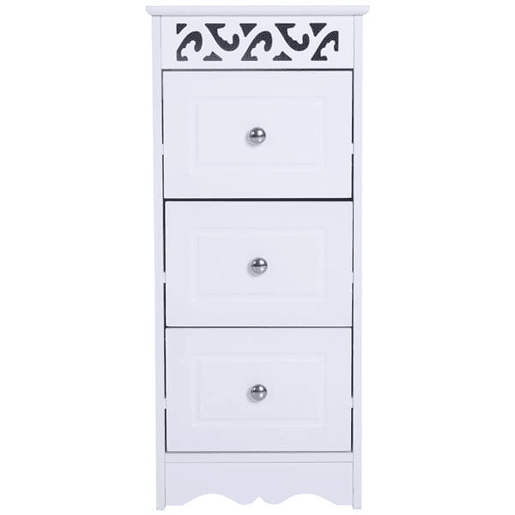 HOMCOM Armário Auxiliar Casa de Banho com 3 Gavetas Armário Multifuncional Móvel de Armazenamento para Casa de Banho Cozinha Dormitório 29,8x29,8x68,5 cm Branco