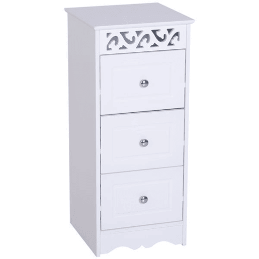 HOMCOM Armário Auxiliar Casa de Banho com 3 Gavetas Armário Multifuncional Móvel de Armazenamento para Casa de Banho Cozinha Dormitório 29,8x29,8x68,5 cm Branco