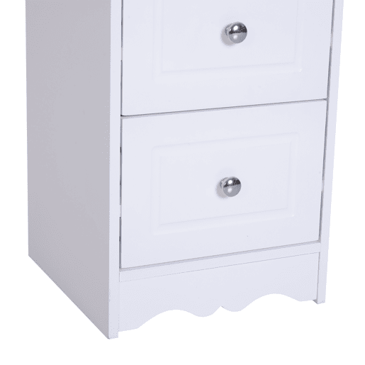 HOMCOM Armário Auxiliar Casa de Banho com 3 Gavetas Armário Multifuncional Móvel de Armazenamento para Casa de Banho Cozinha Dormitório 29,8x29,8x68,5 cm Branco