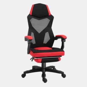 Vinsetto Cadeira de escritório ergonômica ajustável em altura giratória de 360 u200Bu200B° Reclinável até 135 graus comapoio de braços Apoio para os pés retrátil 58x72x108-118 cm Vermelho