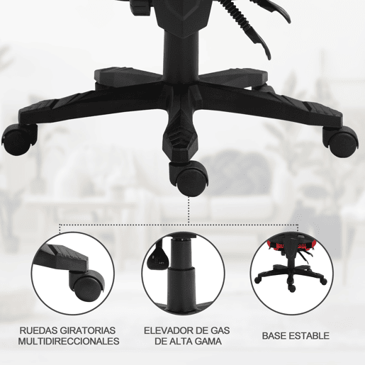 Vinsetto Cadeira de escritório ergonômica ajustável em altura giratória de 360 u200Bu200B° Reclinável até 135 graus comapoio de braços Apoio para os pés retrátil 58x72x108-118 cm Vermelho