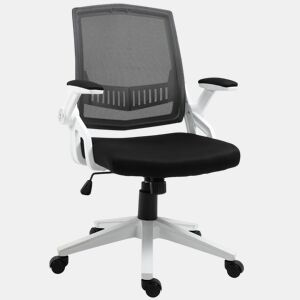 Vinsetto Cadeira de Escritório Ergonômica Cadeira de Escritório Basculante com Altura Ajustável Apoio para o Braço Dobrável Suporte Lombar e Malha Transpirável 61x61x94-104cm Preto