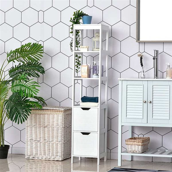 Armario Alto de Baño Tablero de MDF kleankin, hogar - baño