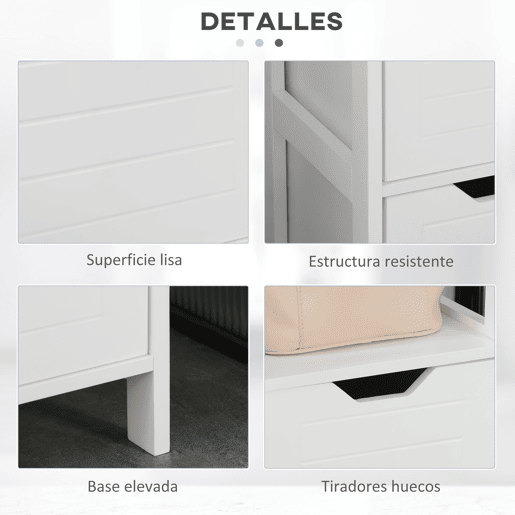 Kleankin Armário de banheiro alto Multiuso Armário da coluna 3 prateleiras abertas e 2 gavetas de armazenamento 30x30x144 cm Branco