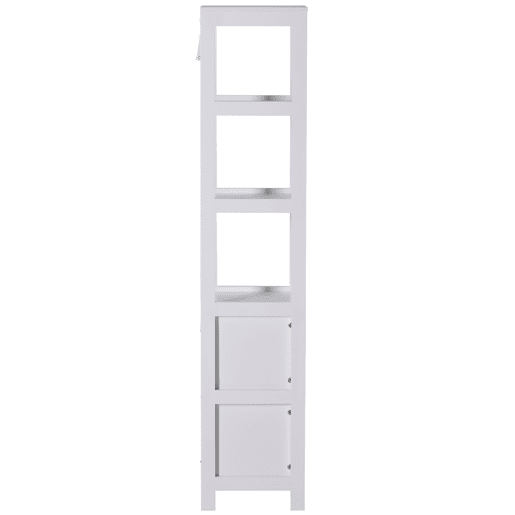 Kleankin Armário de banheiro alto Multiuso Armário da coluna 3 prateleiras abertas e 2 gavetas de armazenamento 30x30x144 cm Branco
