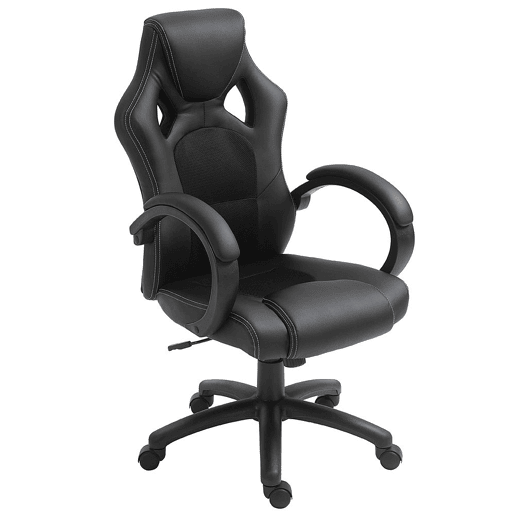 HOMCOM Cadeira de Escritório Ergonómica Cadeira de Escritório Giratória com Altura Ajustável Encosto Alto Estofado em Couro PU e Malha Transpirável 71x61x108-118cm Preto HOMCOM Cadeira de Escritório Ergonómica Cadeira de Escritório Giratória com Altura Ajustável Encosto Alto Estofado em Couro PU e Malha Transpirável 71x61x108-118cm Preto