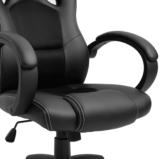 HOMCOM Cadeira de Escritório Ergonómica Cadeira de Escritório Giratória com Altura Ajustável Encosto Alto Estofado em Couro PU e Malha Transpirável 71x61x108-118cm Preto HOMCOM Cadeira de Escritório Ergonómica Cadeira de Escritório Giratória com Altura Ajustável Encosto Alto Estofado em Couro PU e Malha Transpirável 71x61x108-118cm Preto