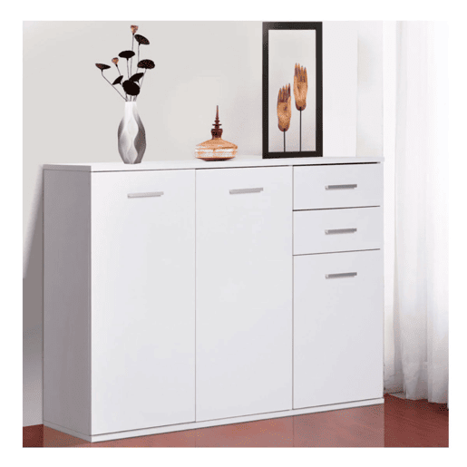 HOMCOM Armário Gabinete Aparador Móveis para Organizador de Armazenamento Refeições Polivalentes com Portas e Gavetas 106x35x76cm