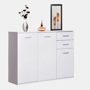 HOMCOM Armário Gabinete Aparador Móveis para Organizador de Armazenamento Refeições Polivalentes com Portas e Gavetas 106x35x76cm