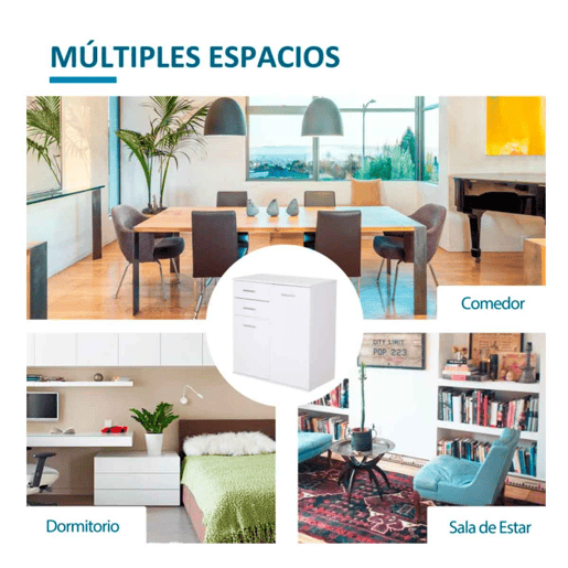 HOMCOM Armário Gabinete Aparador Móveis para Organizador de Armazenamento Refeições Polivalentes com Portas e Gavetas 106x35x76cm