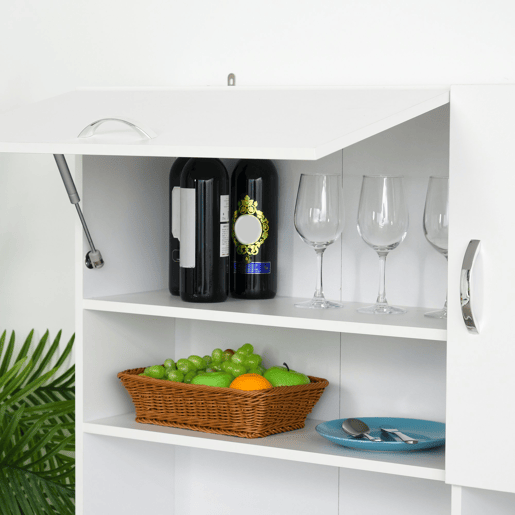 HOMCOM Armário de Cozinha Armário Alto com 3 Gavetas 4 Portas Prateleiras Interiores Ajustáveis e Pés Elevados Móvel Auxiliar para Sala de Jantar Sala de Estar 100x39,5x183,5cm Branco