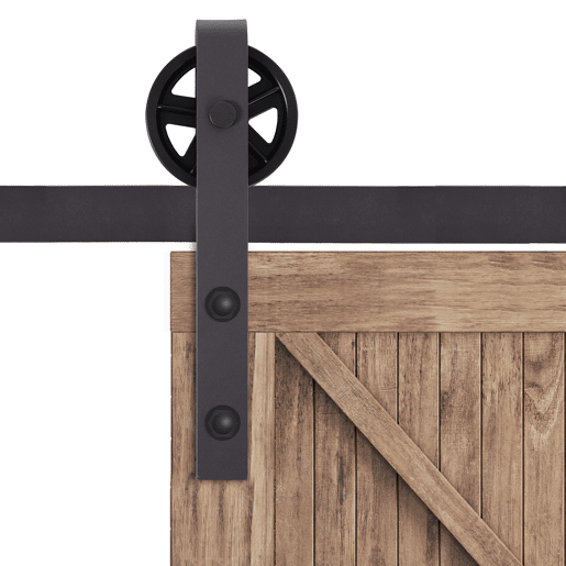 HOMCOM 67T183cm Ferragens para Porta Corredeira Kit de Acessórios para Porta Corredeira de Madeira com Guia de Chão Trilho de Aço de Carbono Café Escuro