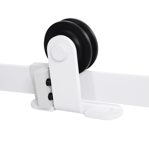 HOMCOM 67T183cm Ferragens para Porta Corredeira Kit de Acessórios para Porta Corredeira de Madeira com Guia de Chão Trilho de Aço de Carbono Branco