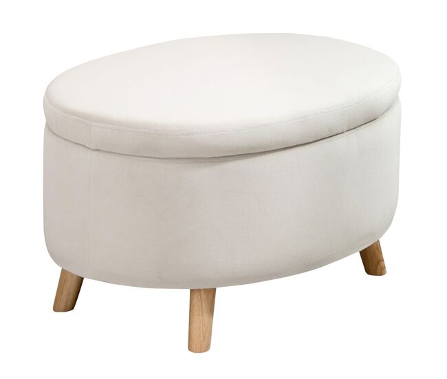 Homcom puff almacenaje ovalado, banco almacenaje, 71x51,5x42 cm, tapizado en terciopelo, con patas de madera maciza, carga 120 kg, para sala de estar,