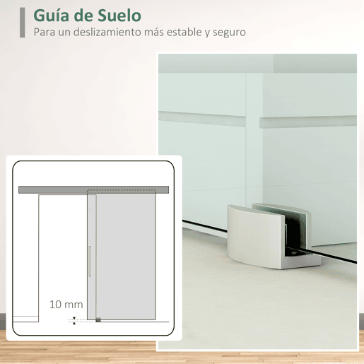 HOMCOM Porta de Correr de Vidro 77,5x205 cm Porta de Correr de Vidro com Trilho Translúcida