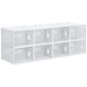 HOMCOM Armário Modular de Plástico Sapateira Modular com 8 Cubos Portas Magnéticas Organizador de Sapatos para Entrada Corredor Dormitório 28x36x21cm Transparente