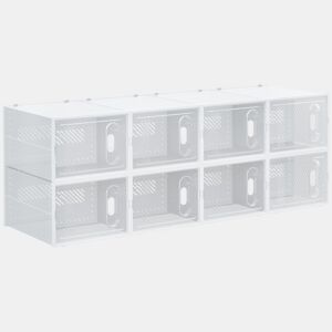 HOMCOM Armário Modular de Plástico Sapateira Modular com 8 Cubos Portas Magnéticas Organizador de Sapatos para Entrada Corredor Dormitório 28x36x21cm Transparente
