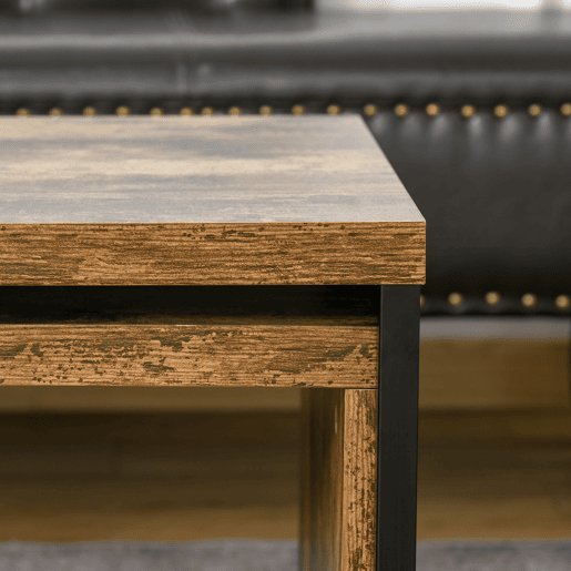 HOMCOM Conjunto de 2 Mesas de Centro Mesinhas de Café com Pés de Metal Estilo Industrial para Sala de Estar Sala de Jantar 90x48x42cm e 59x42x36cm Marrom Rústico