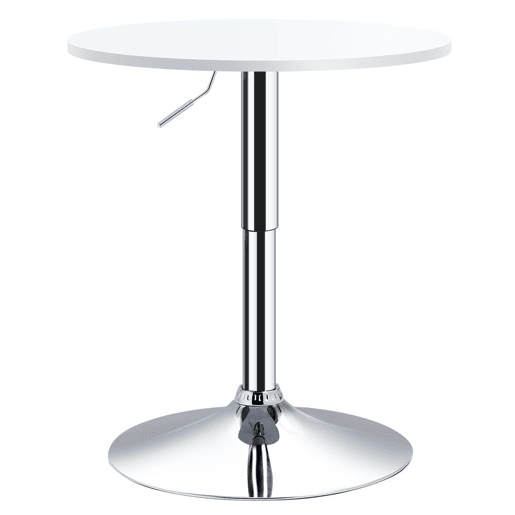 HOMCOM Mesa de bar ajustável em altura com base redonda e antideslizante para cozinha sala de jantar Ø60x69-93 cm Branco