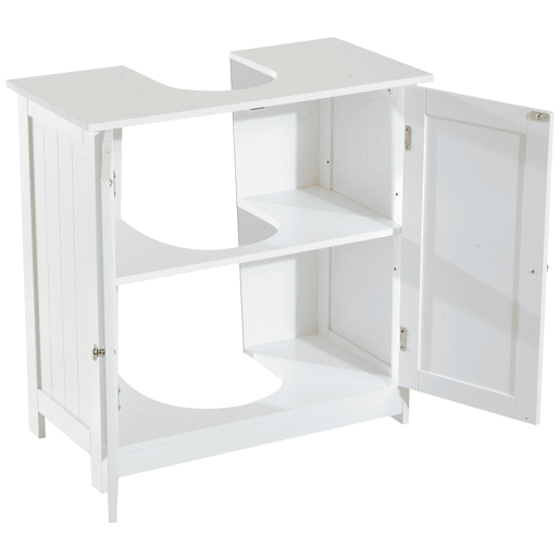 HOMCOM Móvel para Lavatório Pousar Armário Casa de Banho de Armazenamento com 2 Portas e Prateleira Interior Ajustável Moderno 60x30x60 cm Branco