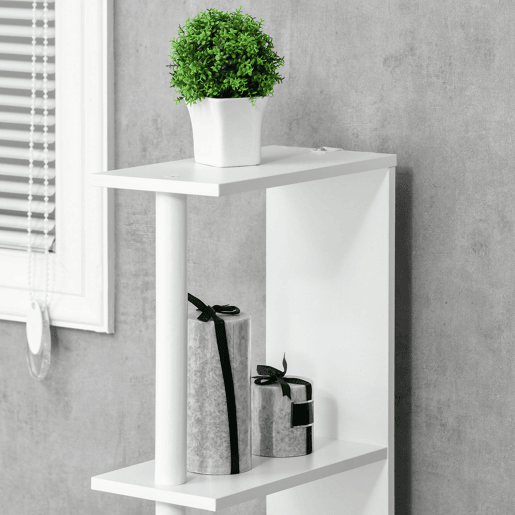 kleankin Armário Casa de Banho com 2 Portas e 2 Prateleiras Abertas Coluna Auxiliar para Casa de Banho Sala de Estar Dormitório Estilo Moderno 15,2x29,8x118cm Branco e Carvalho