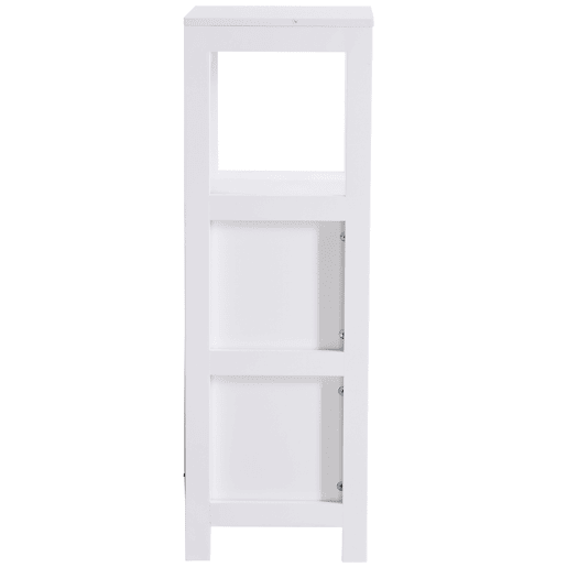 Kleankin Armário de banheiro Armário multifuncional com prateleira aberta 2 gavetas de armazenamento Design anti-dica 30x30x89 cm Branco