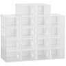 HOMCOM Armário Modular de Plástico Sapateira Modular com 18 Cubos Portas Magnéticas Organizador de Sapatos para Entrada Corredor Dormitório 25x35x19cm Transparente