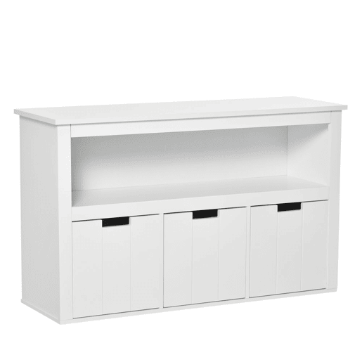 HOMCOM Aparador de Sala de Estar Armário Auxiliar de Armazenamento Moderno com Prateleira Aberta e 3 Gavetas para Dormitório Sala de Estar 102x33x61,5cm Branco