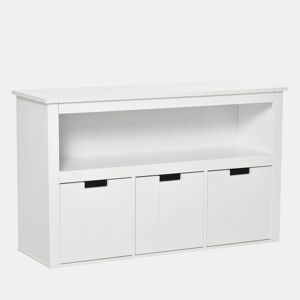 HOMCOM Aparador de Sala de Estar Armário Auxiliar de Armazenamento Moderno com Prateleira Aberta e 3 Gavetas para Dormitório Sala de Estar 102x33x61,5cm Branco