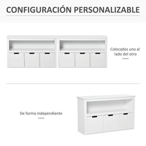 HOMCOM Aparador de Sala de Estar Armário Auxiliar de Armazenamento Moderno com Prateleira Aberta e 3 Gavetas para Dormitório Sala de Estar 102x33x61,5cm Branco