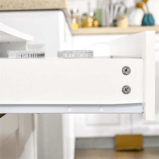 HOMCOM Aparador auxiliar de cozinha Armário com prateleiras internas ajustáveis u200Bu200Be gaveta 80x48x170 cm Branco