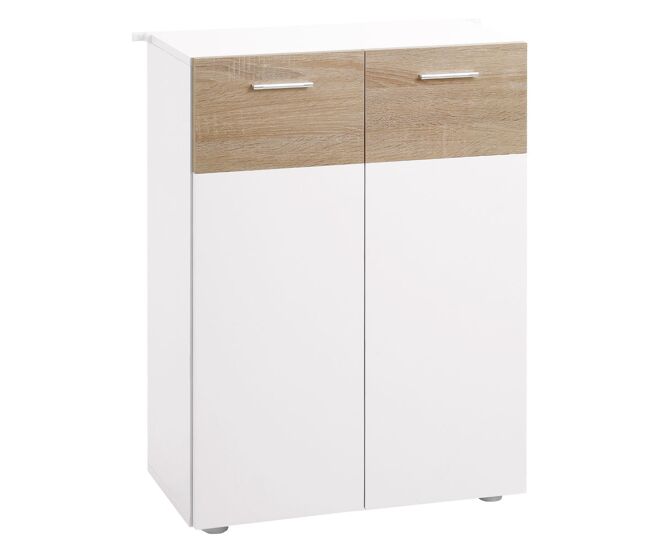 Kleankin armario de suelo para baño con 2 puertas y estantes interiores ajustables mueble auxiliar de madera multiusos para salón cocina comedor 60x30x85 cm blanco
