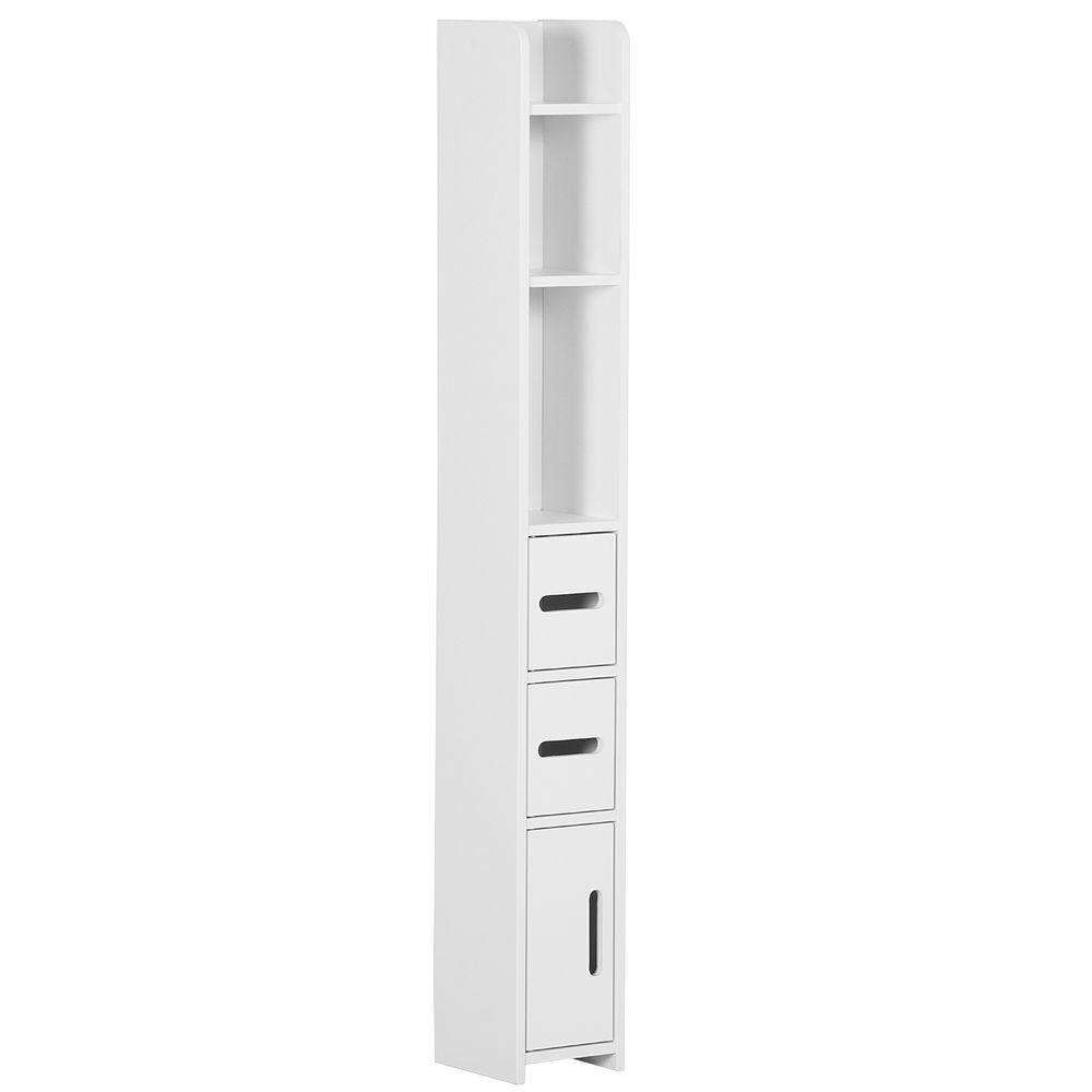 Kleankin armario alto de baño columna de baño con 3 puertas 3 estantes abiertos y sistema antivuelco armario de baño estilo moderno 15x17x120 cm blanco