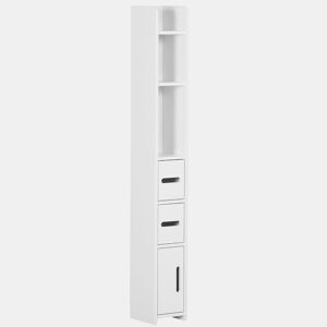 kleankin Coluna Casa de Banho com 3 Portas e 3 Prateleiras Abertas Coluna Auxiliar para Sala de Estar Casa de Banho Dormitório Estilo Moderno 15x17x120cm Branco