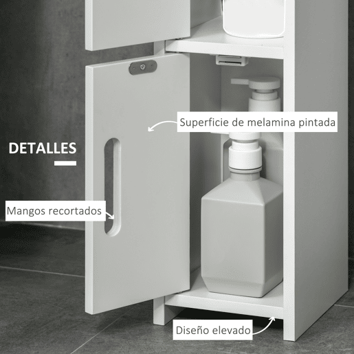 kleankin Coluna Casa de Banho com 3 Portas e 3 Prateleiras Abertas Coluna Auxiliar para Sala de Estar Casa de Banho Dormitório Estilo Moderno 15x17x120cm Branco