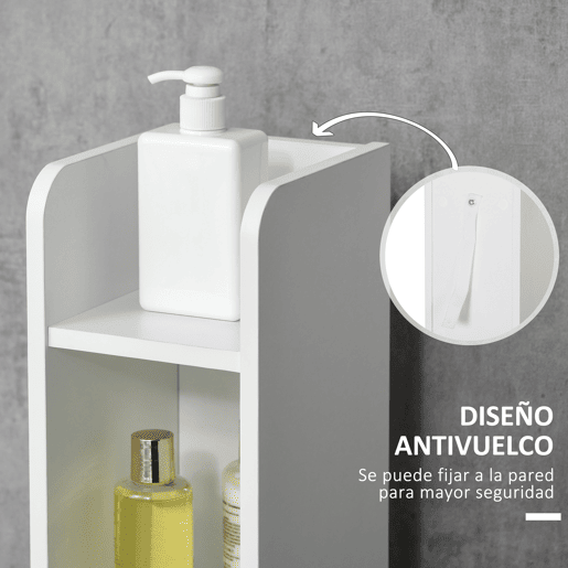 kleankin Coluna Casa de Banho com 3 Portas e 3 Prateleiras Abertas Coluna Auxiliar para Sala de Estar Casa de Banho Dormitório Estilo Moderno 15x17x120cm Branco
