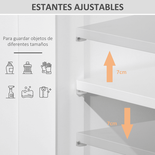 Kleanklin Armário de Casa de Banho com 2 Portas Prateleira Ajustável 2 Gavetas e Compartimento Aberto Móvel Auxiliar de Armazenamento para Sala de Estar Cozinha 60x30x108,8cm Branco