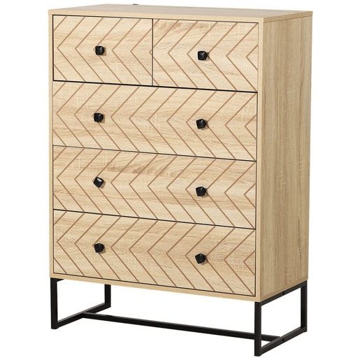 HOMCOM Cómoda com 5 Gavetas Estilo Retrô Móvel Auxiliar de Madeira para Sala de Estar Corredor 80x39,5x110 cm Madeira e Preto