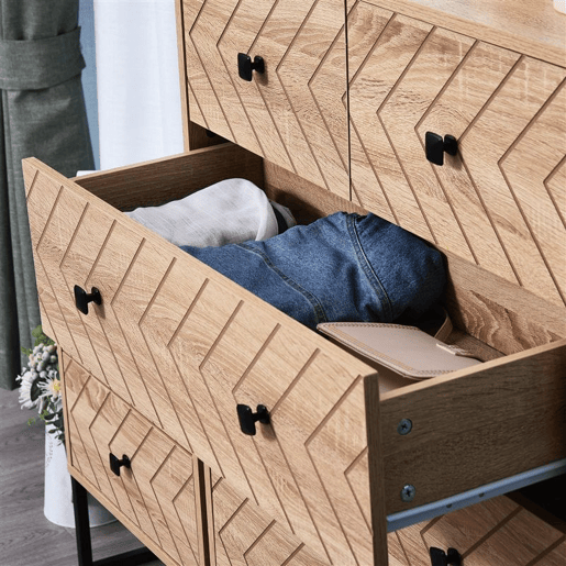 HOMCOM Cómoda com 5 Gavetas Estilo Retrô Móvel Auxiliar de Madeira para Sala de Estar Corredor 80x39,5x110 cm Madeira e Preto