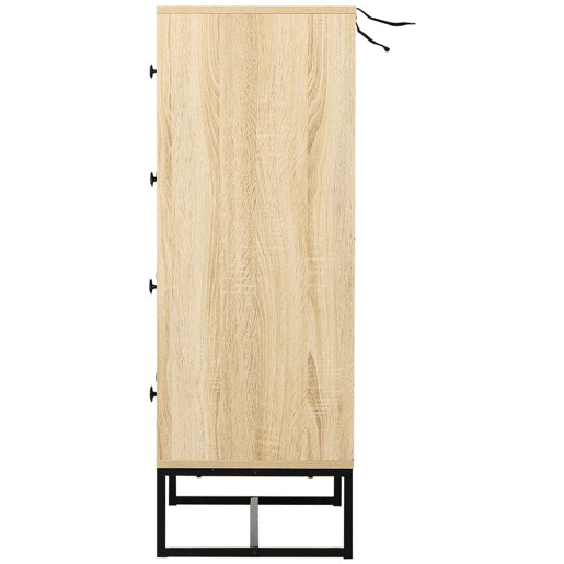 HOMCOM Cómoda com 5 Gavetas Estilo Retrô Móvel Auxiliar de Madeira para Sala de Estar Corredor 80x39,5x110 cm Madeira e Preto