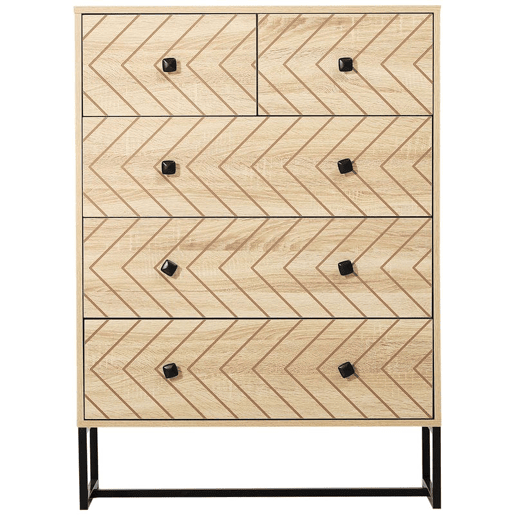 HOMCOM Cómoda com 5 Gavetas Estilo Retrô Móvel Auxiliar de Madeira para Sala de Estar Corredor 80x39,5x110 cm Madeira e Preto