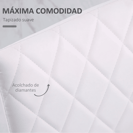 HOMCOM Conjunto de 4 Cadeiras de Sala de Jantar, Cadeiras Modernas para Cozinha, Encosto Alto com Costuras Decorativas em Forma de Diamante, Estofadas em Pele Sintética, Pernas de Aço, Suportam até 120 kg, Branco