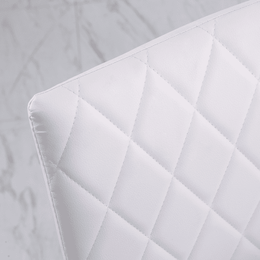 HOMCOM Conjunto de 4 Cadeiras de Sala de Jantar, Cadeiras Modernas para Cozinha, Encosto Alto com Costuras Decorativas em Forma de Diamante, Estofadas em Pele Sintética, Pernas de Aço, Suportam até 120 kg, Branco