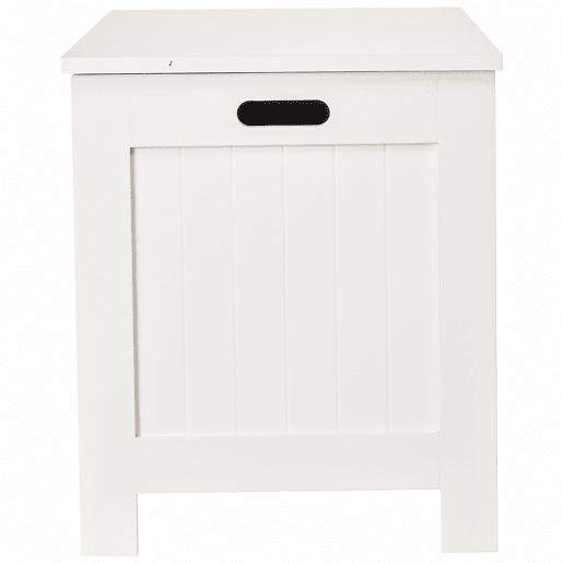 HOMCOM Baú de Armazenamento de Madeira Baú de Arrumação com Dobradiça de Segurança para Dormitório Sala de Estar Carga Máxima 20 kg 81x40x46 cm Branco